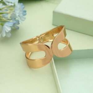 Abstract Cutout Dual Loop Cuff Bracelet – Gold Tone