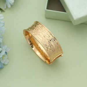 Textured Ripple Wide Cuff Bracelet – Gold Tone