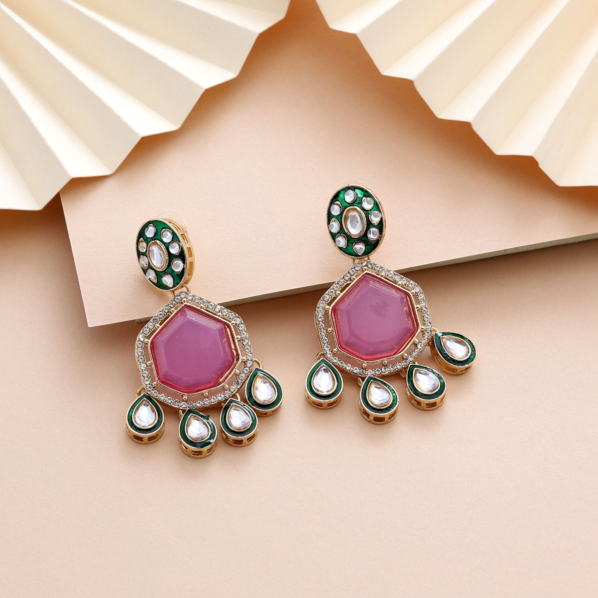 Kundan statement earrings with traditional detailing