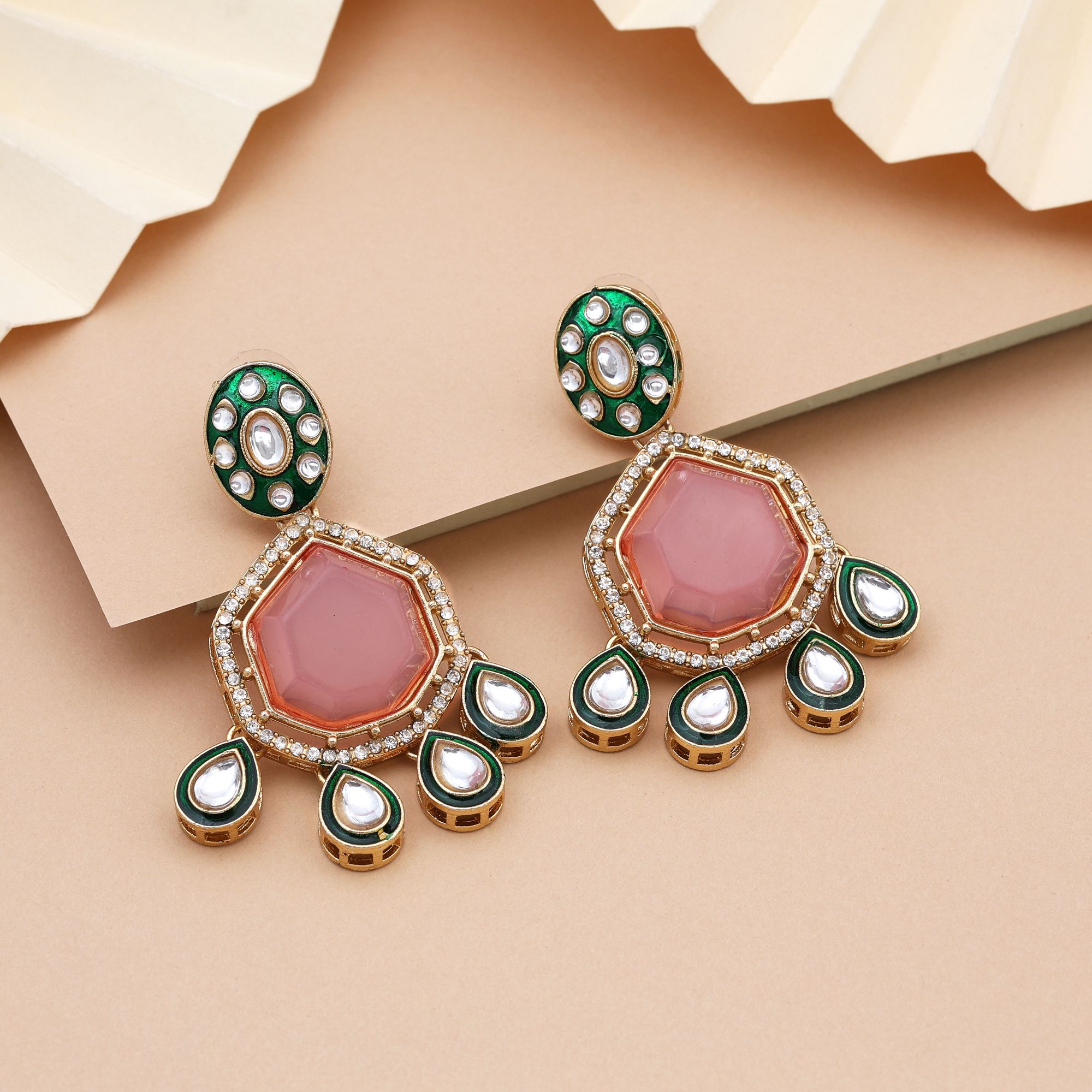 Kundan statement earrings with traditional detailing