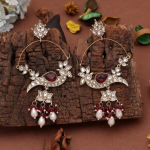 Traditional Kundan Stone Crescent Earrings