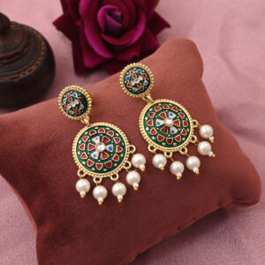 Elegant Green Color Meenakari Earrings Perfect For Ethnic And Daily Fashion