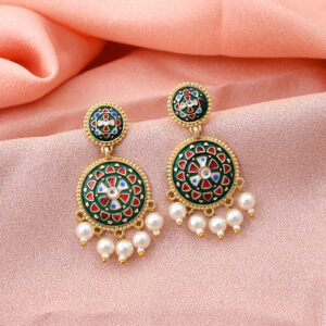Elegant Green Color Meenakari Earrings Perfect For Ethnic And Daily Fashion